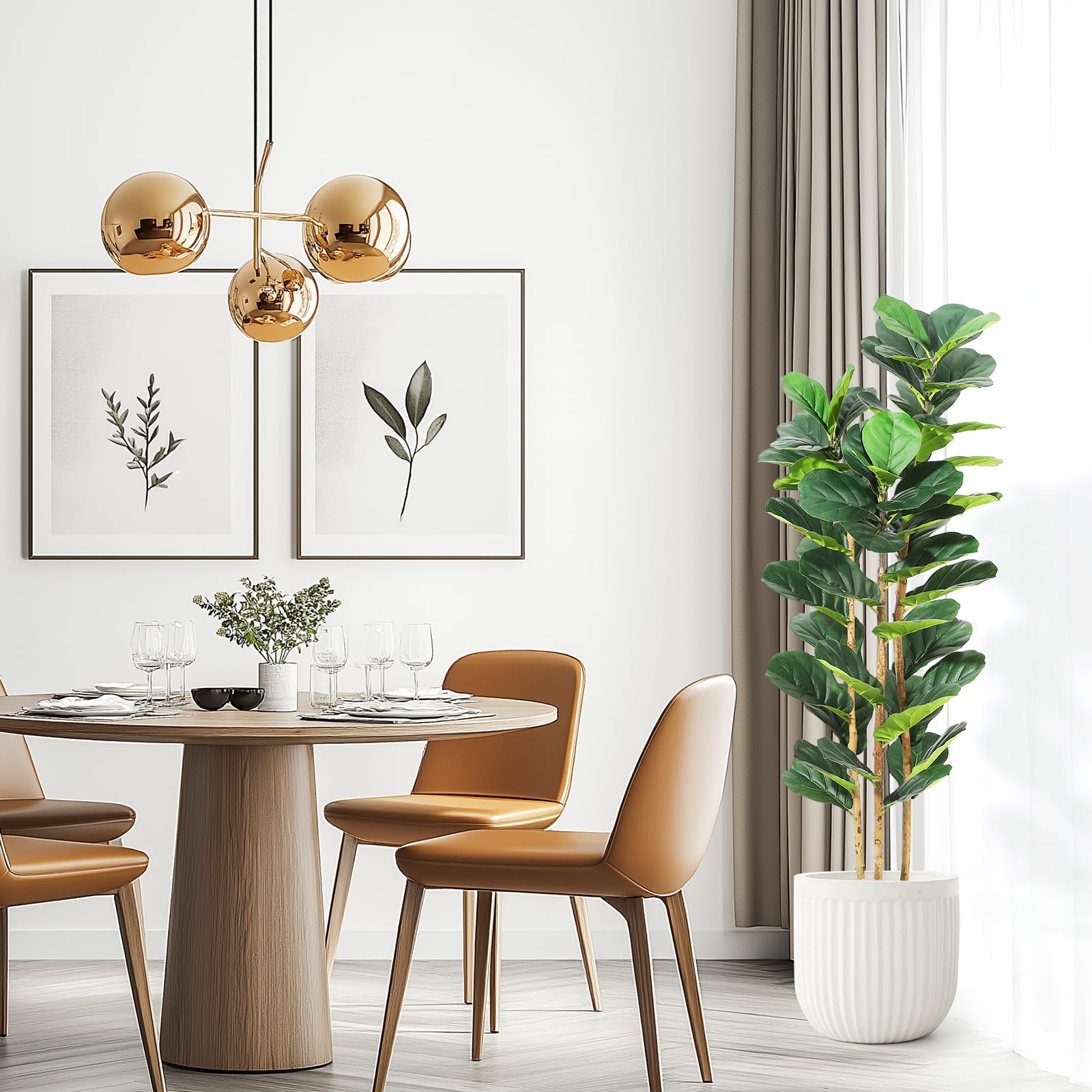Rubber Plant Ficus - Árbol Artificial de Ficus Lyrata con